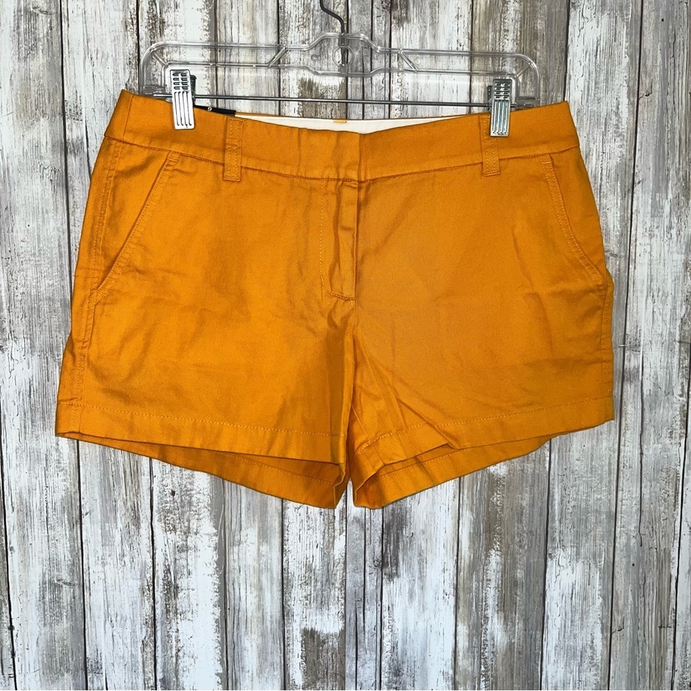 J.Crew Mustard Yellow Chino Shorts 3.5” Inseam NWT Size 6 Summer Bright - Picture 2 of 6
